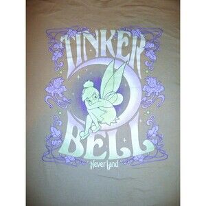 Tinker Bell T-Shirt Disney Neverland 2XL Woman's Fitted Grey Green Purple Noveau